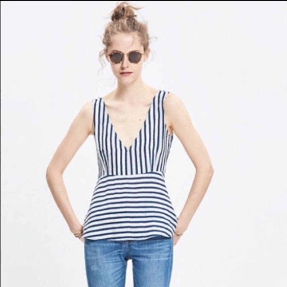 Madewell Rivet & Thread linen peplum tank